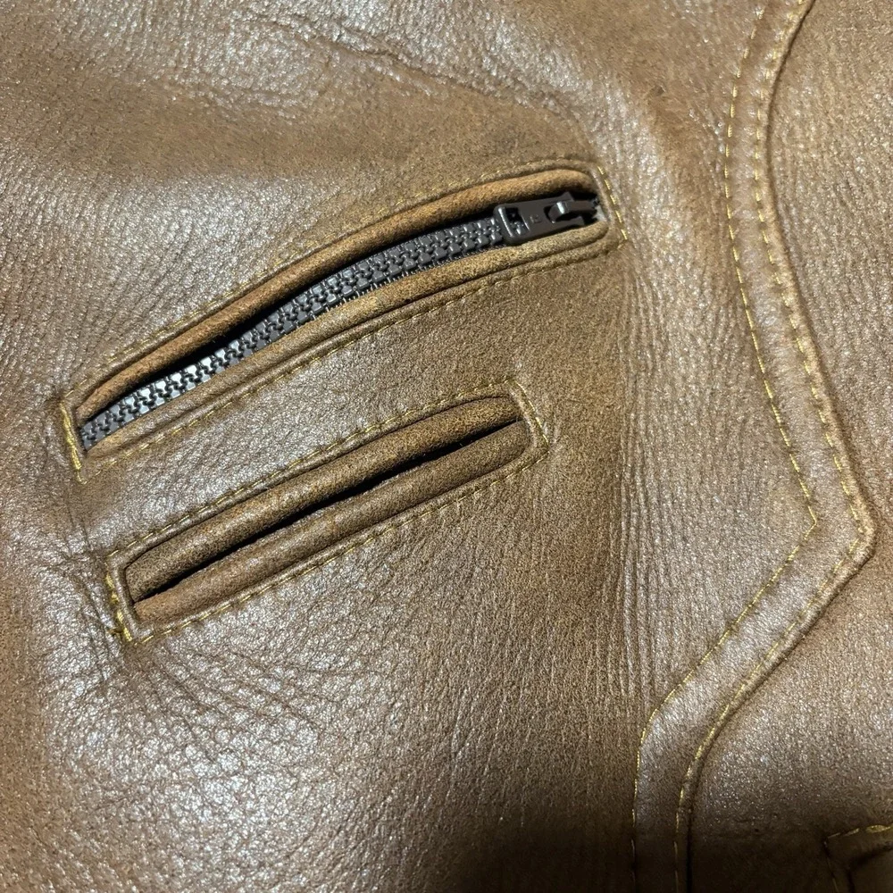 Shearling Lambskin B-3 Bomber Jacket Mens Size M Aviator Coat Brown Handmade NEW - Picture 5 of 16